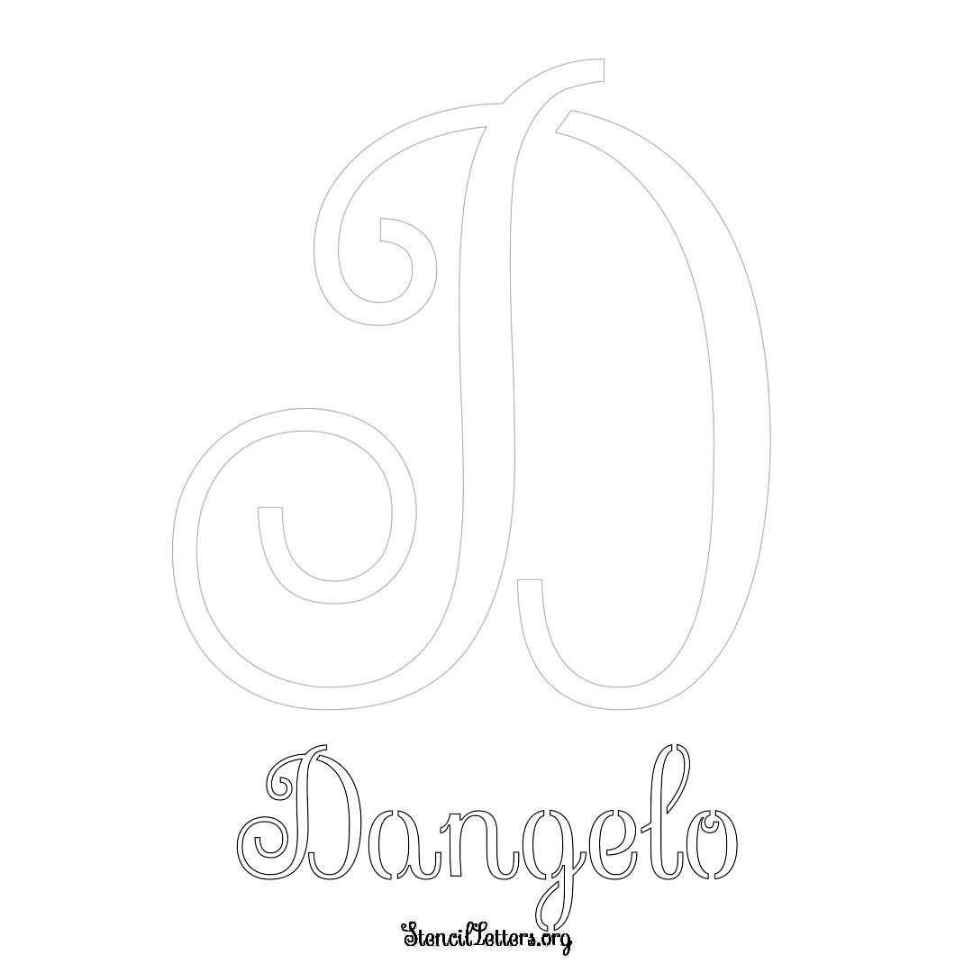 Dangelo printable name initial stencil in Ornamental Cursive Lettering