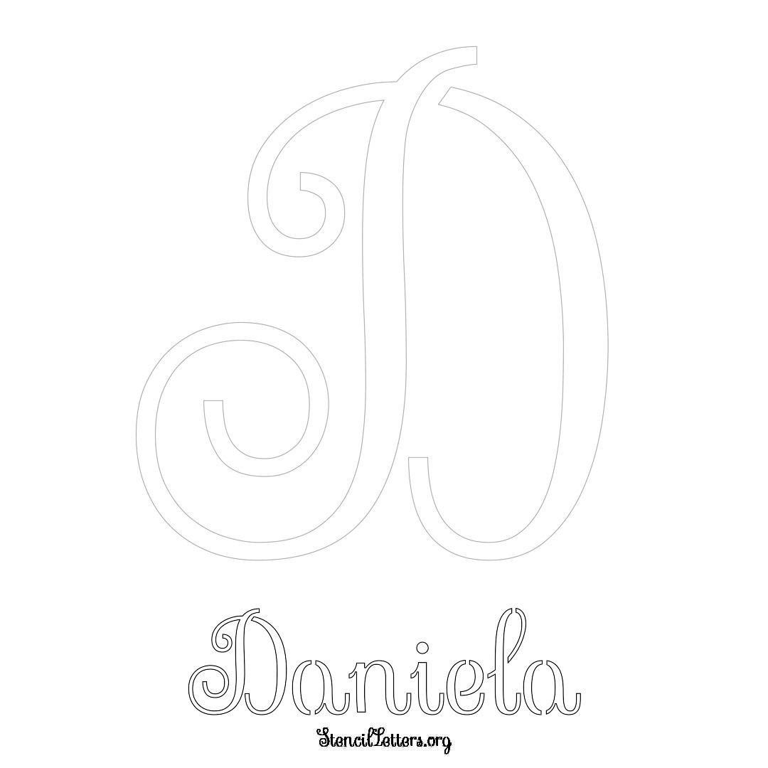 Daniela printable name initial stencil in Ornamental Cursive Lettering