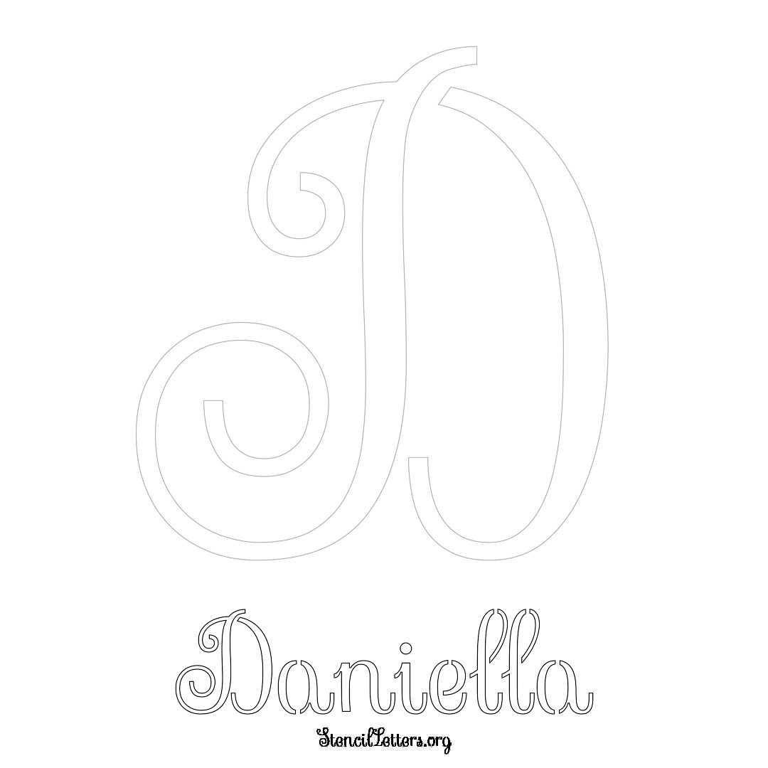 Daniella printable name initial stencil in Ornamental Cursive Lettering