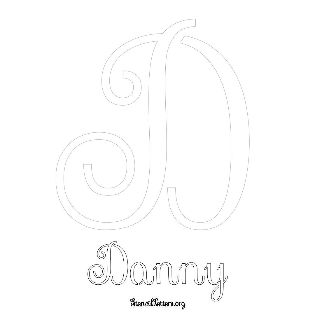 Danny printable name initial stencil in Ornamental Cursive Lettering