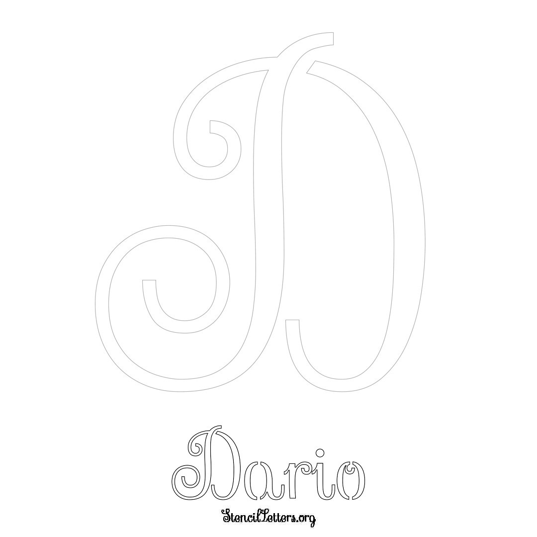 Dario printable name initial stencil in Ornamental Cursive Lettering