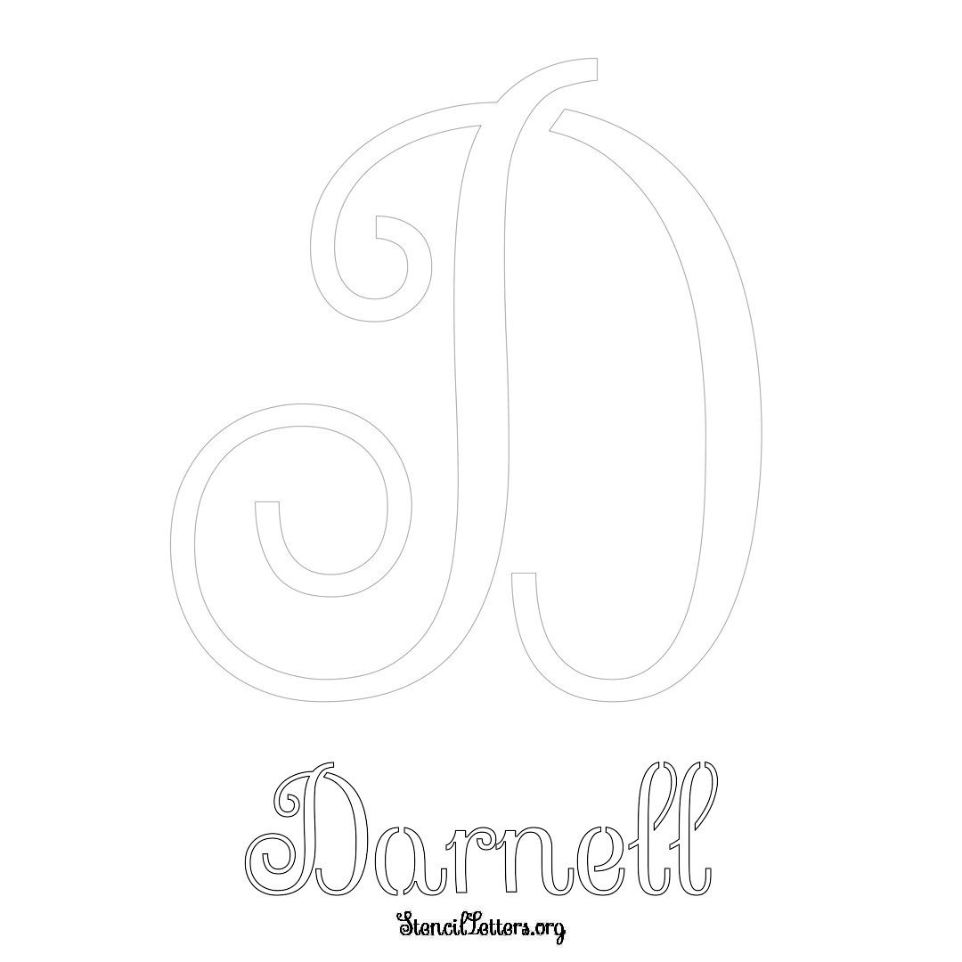 Darnell printable name initial stencil in Ornamental Cursive Lettering