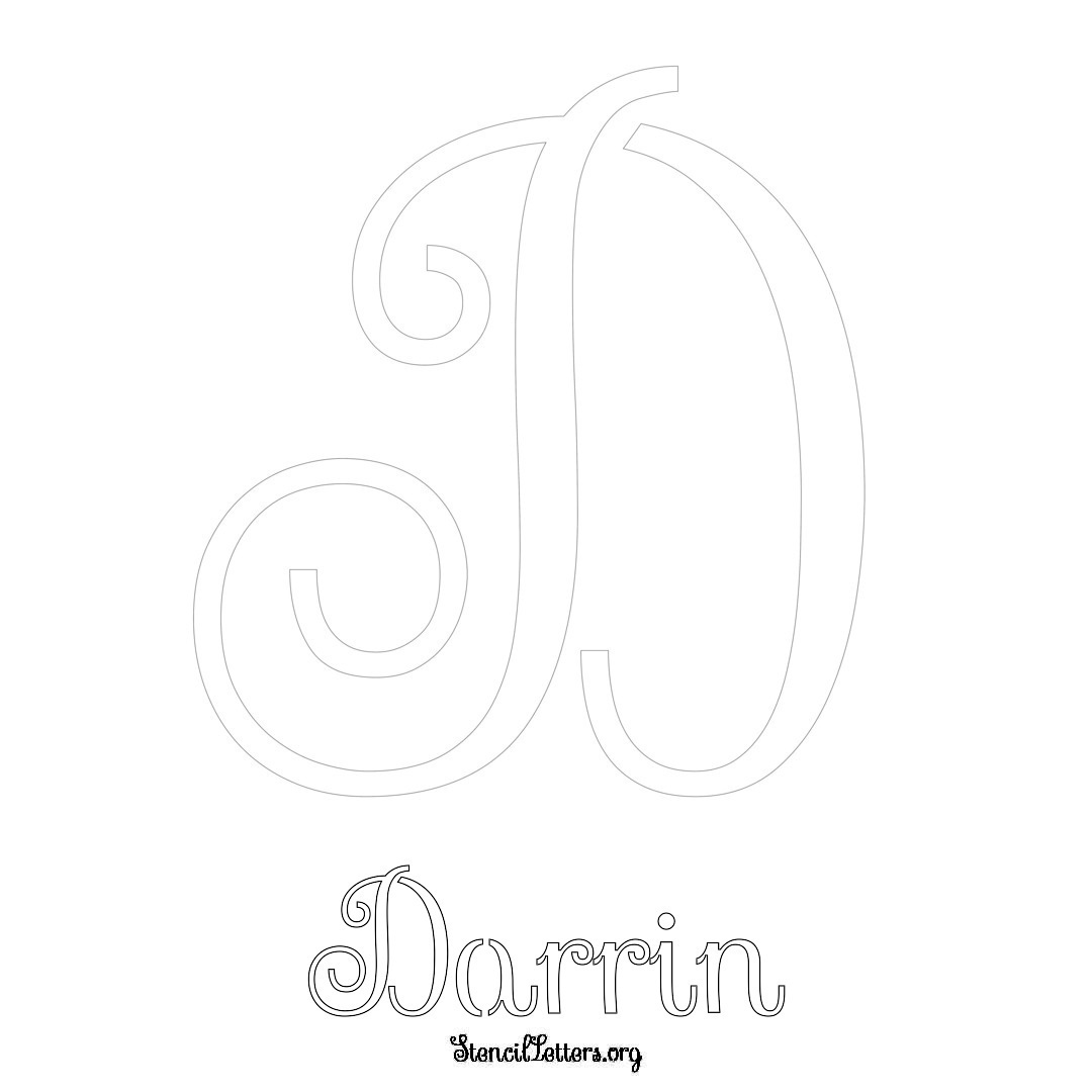 Darrin printable name initial stencil in Ornamental Cursive Lettering
