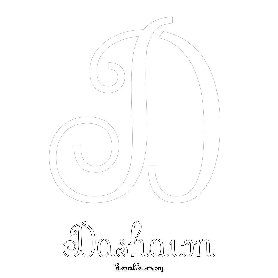 Dashawn printable name initial stencil in Ornamental Cursive Lettering