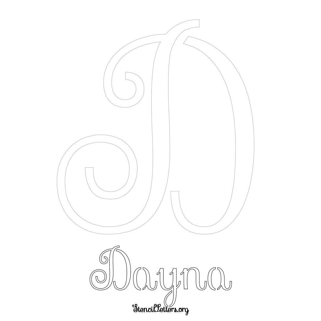 Dayna printable name initial stencil in Ornamental Cursive Lettering