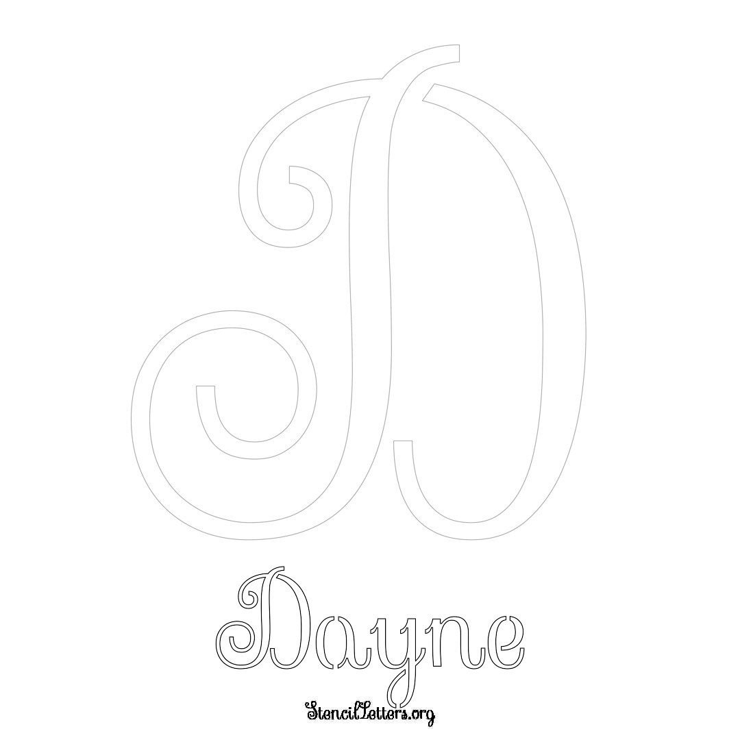 Dayne printable name initial stencil in Ornamental Cursive Lettering
