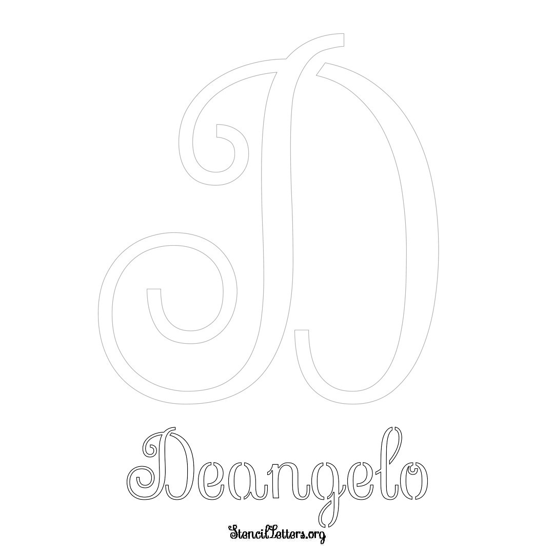 Deangelo printable name initial stencil in Ornamental Cursive Lettering