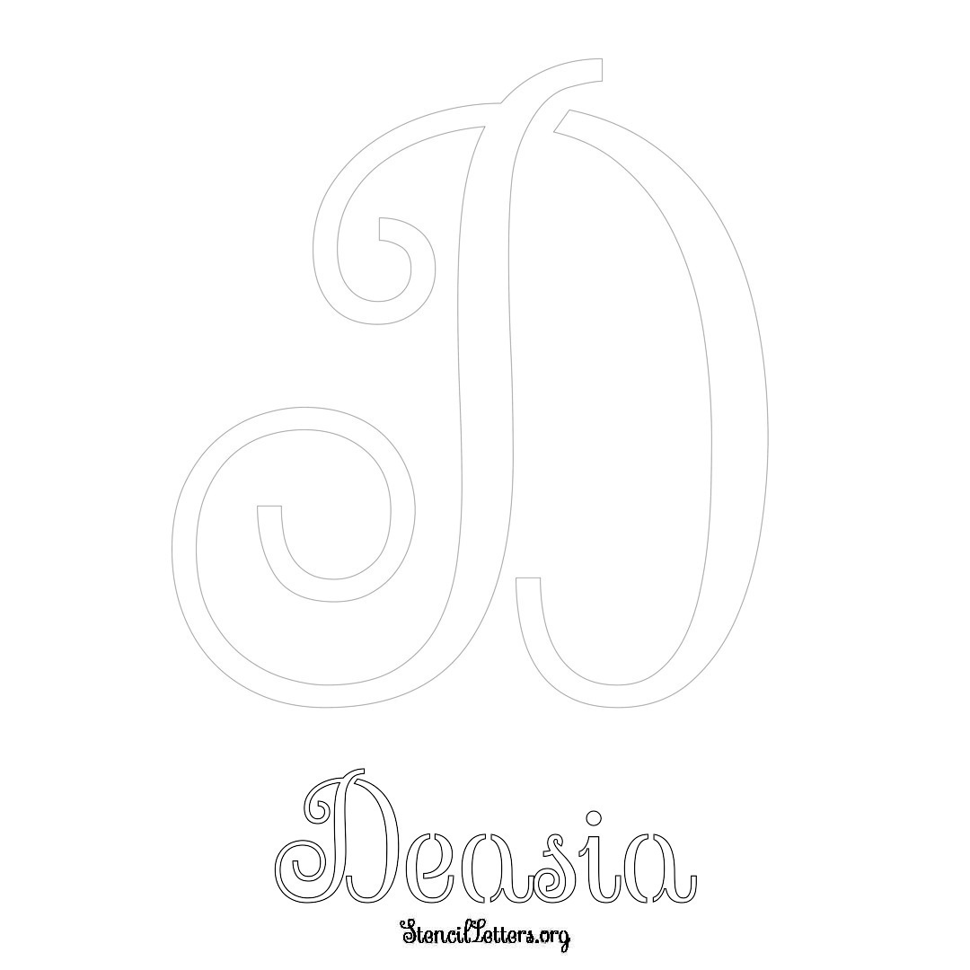 Deasia printable name initial stencil in Ornamental Cursive Lettering