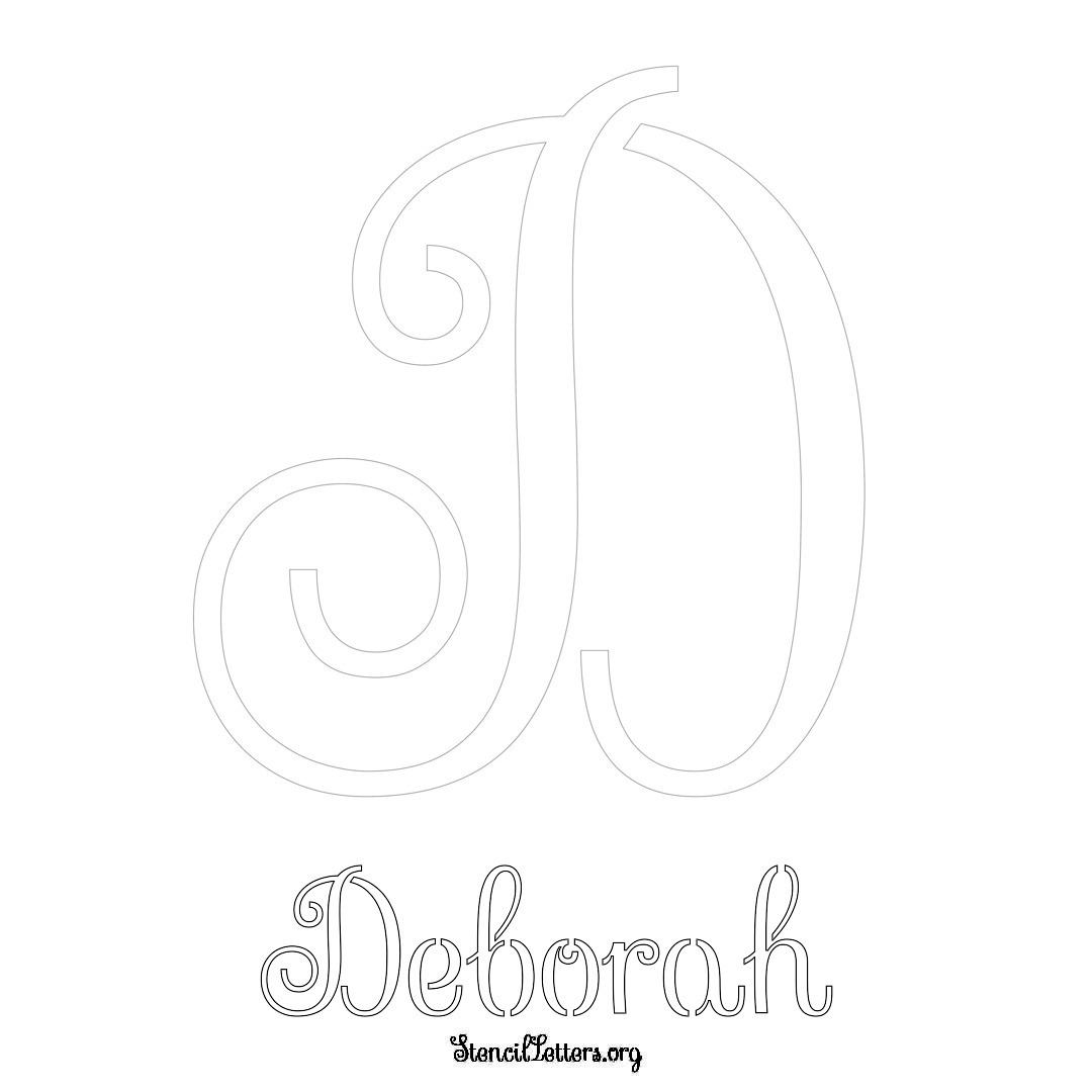 Deborah printable name initial stencil in Ornamental Cursive Lettering