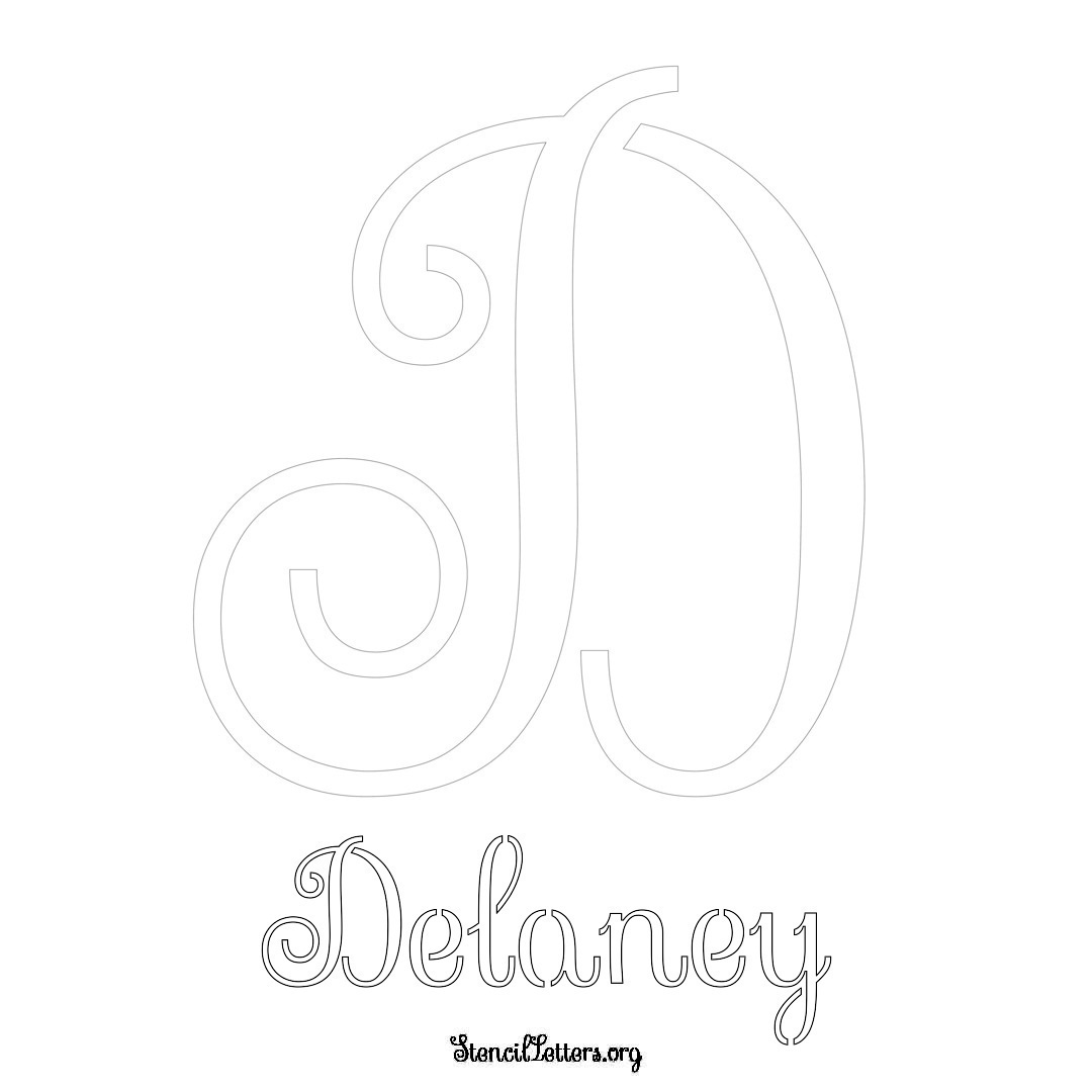 Delaney printable name initial stencil in Ornamental Cursive Lettering