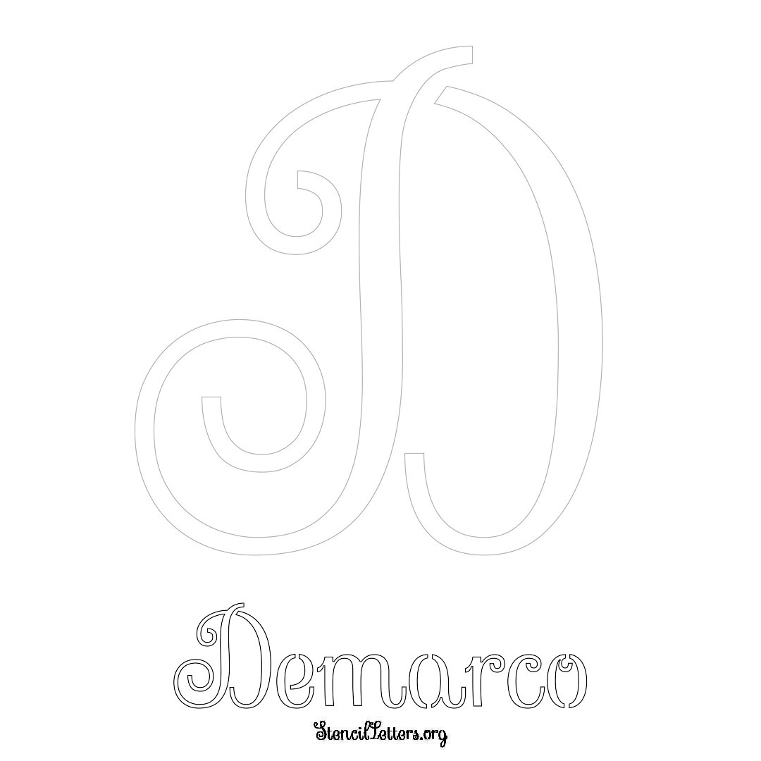 Demarco printable name initial stencil in Ornamental Cursive Lettering