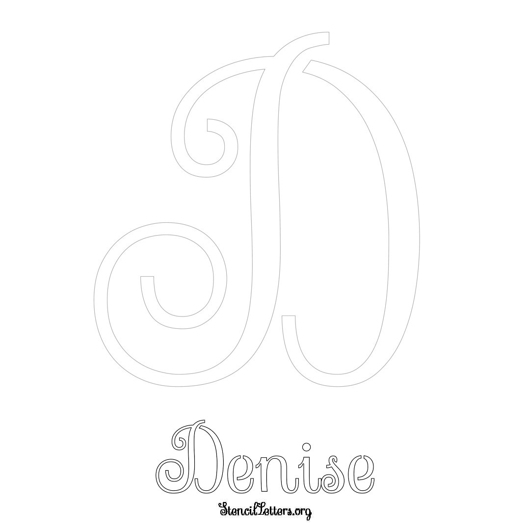 Denise printable name initial stencil in Ornamental Cursive Lettering