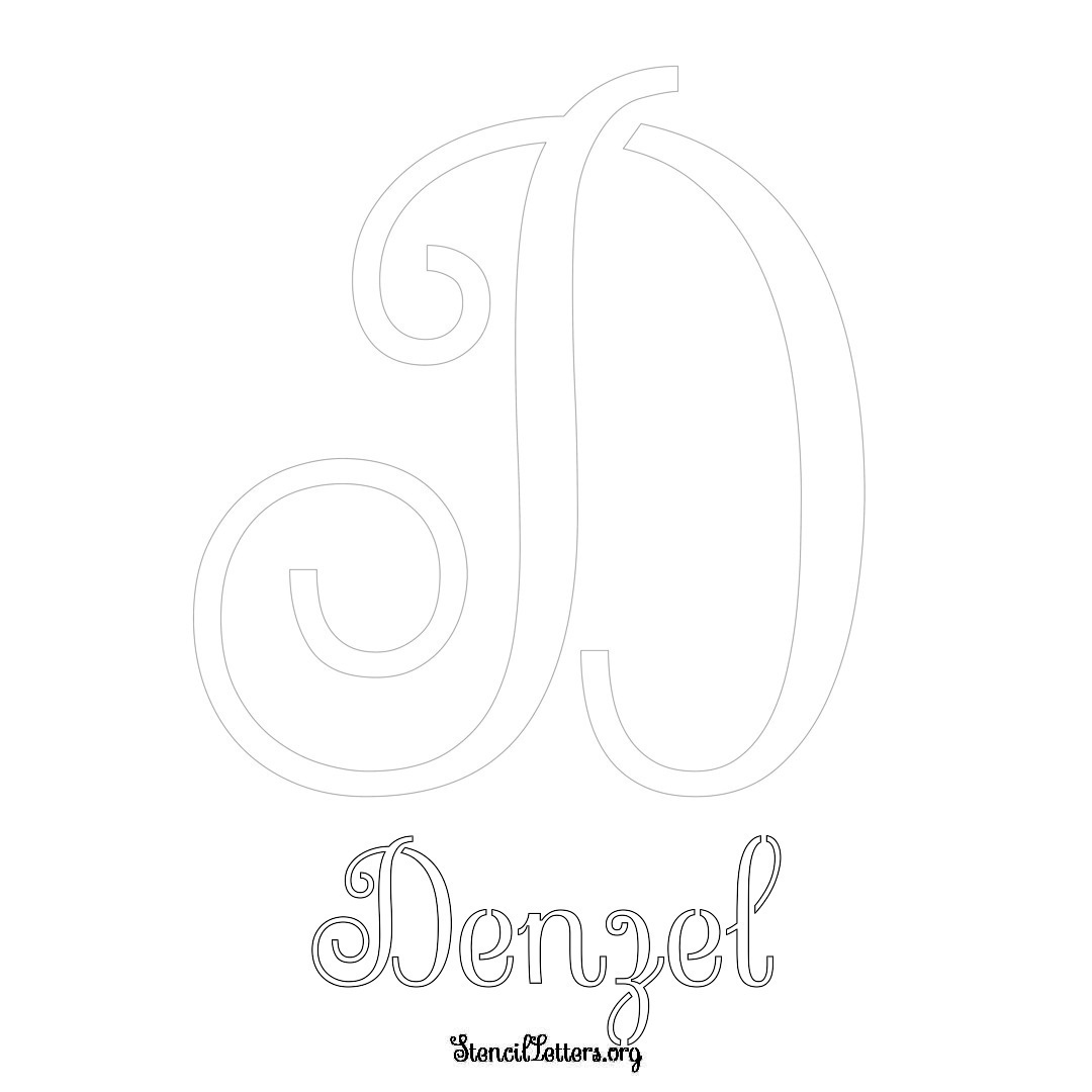 Denzel printable name initial stencil in Ornamental Cursive Lettering