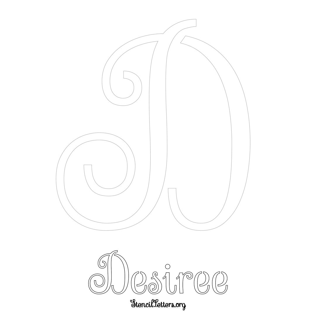 Desiree printable name initial stencil in Ornamental Cursive Lettering