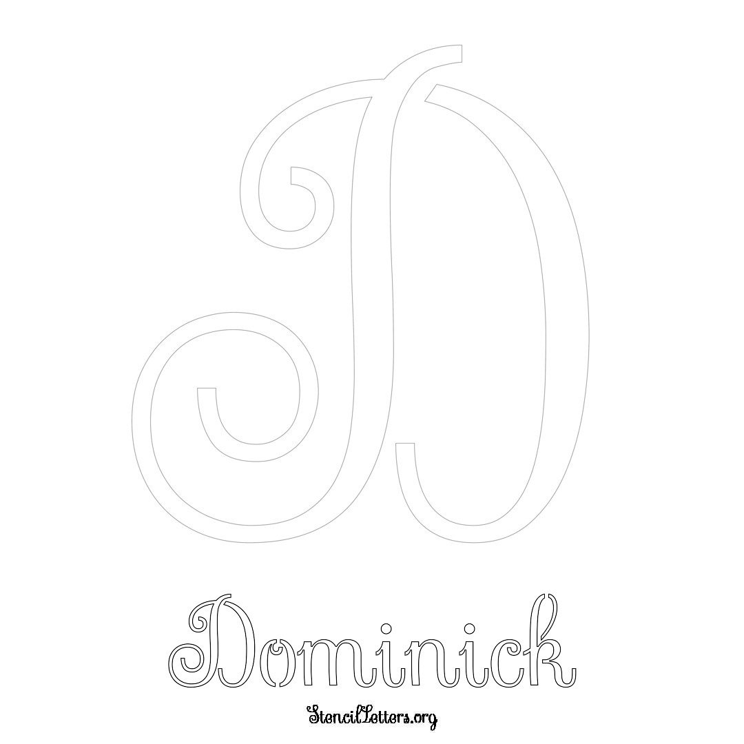Dominick printable name initial stencil in Ornamental Cursive Lettering