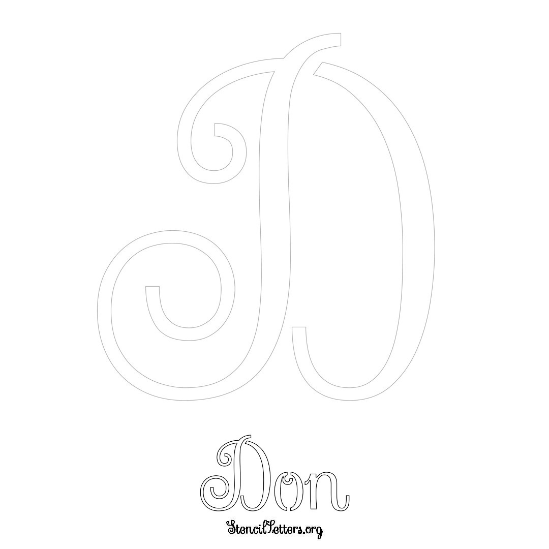 Don printable name initial stencil in Ornamental Cursive Lettering