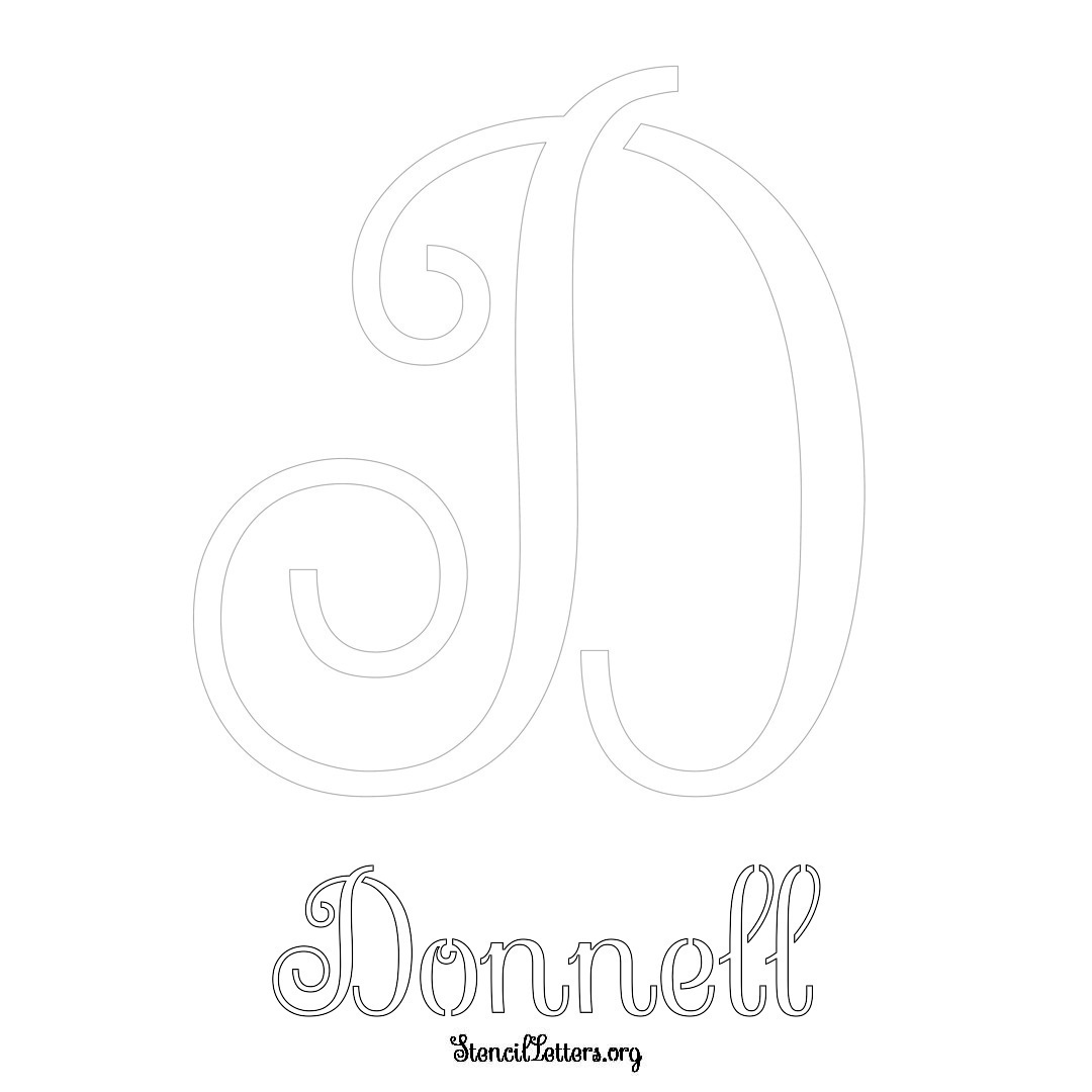 Donnell printable name initial stencil in Ornamental Cursive Lettering