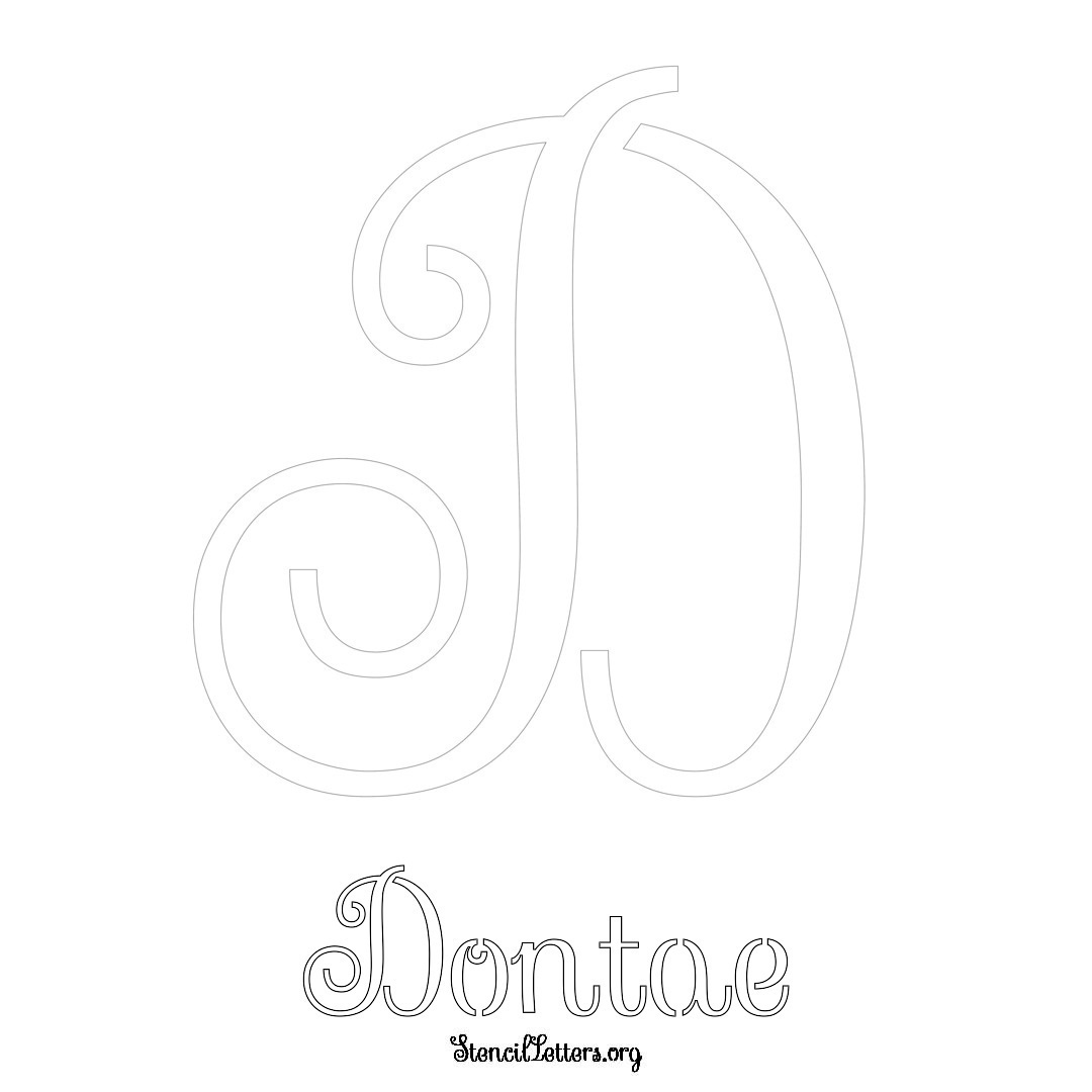 Dontae printable name initial stencil in Ornamental Cursive Lettering