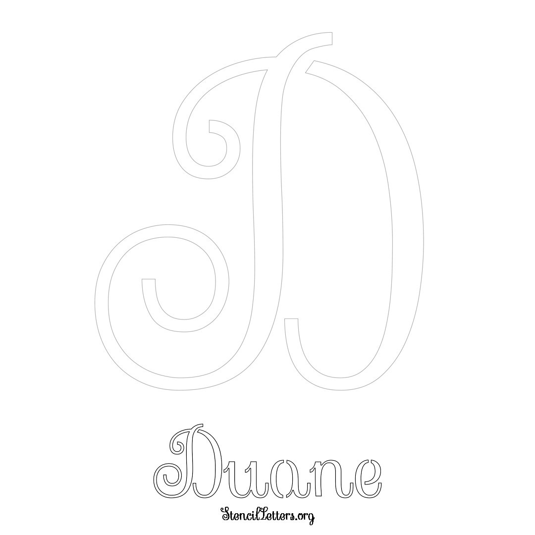 Duane printable name initial stencil in Ornamental Cursive Lettering