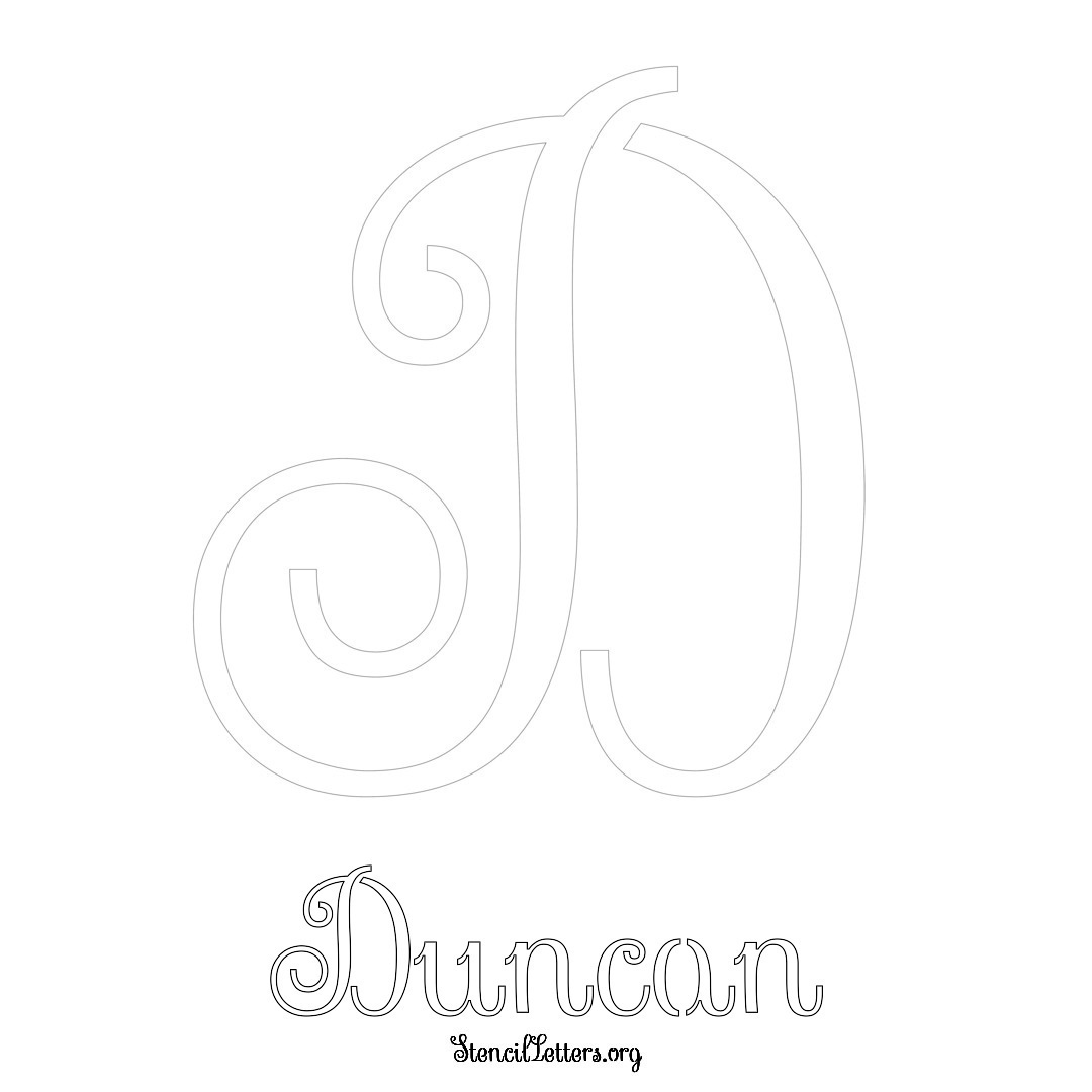 Duncan printable name initial stencil in Ornamental Cursive Lettering