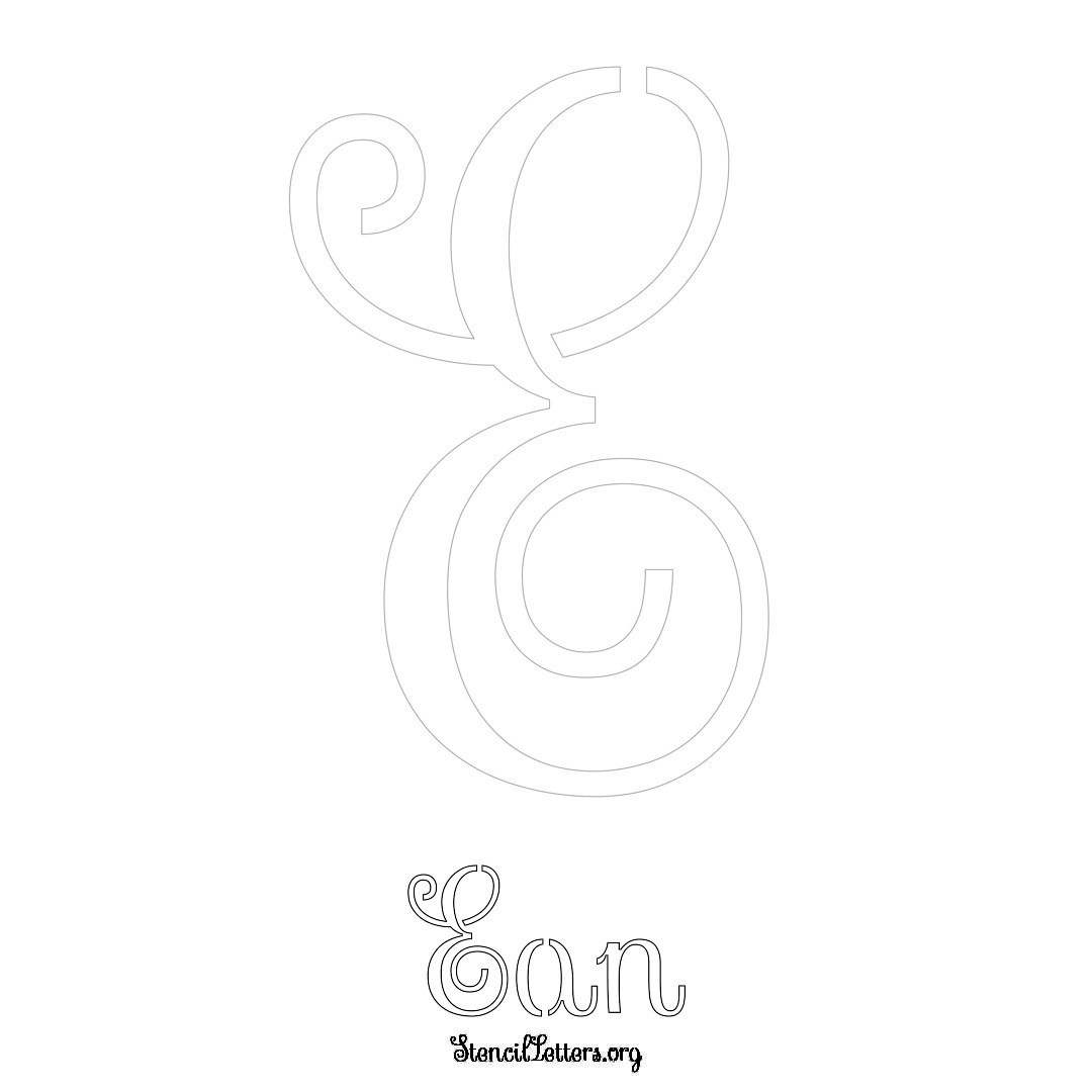 Ean printable name initial stencil in Ornamental Cursive Lettering