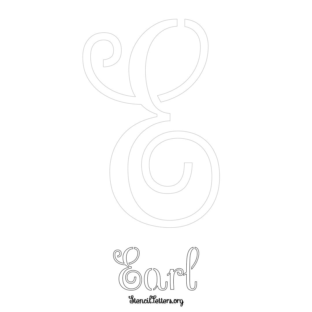 Earl printable name initial stencil in Ornamental Cursive Lettering