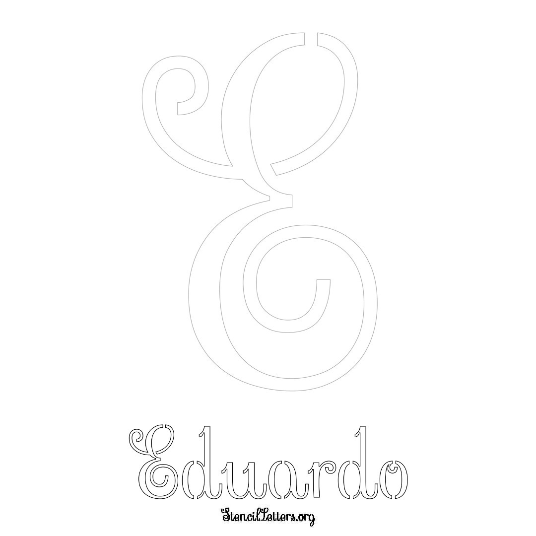 Eduardo printable name initial stencil in Ornamental Cursive Lettering