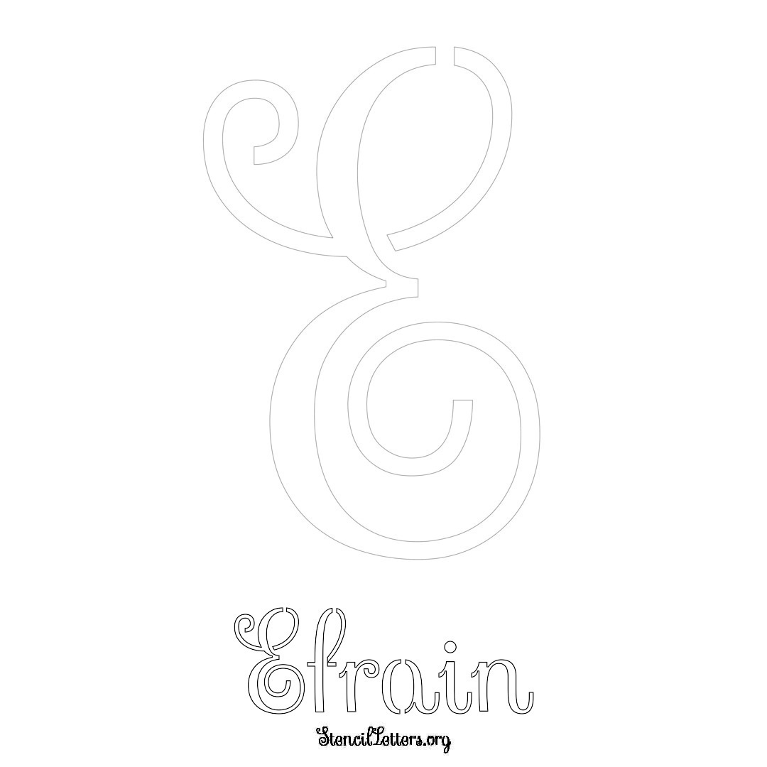 Efrain printable name initial stencil in Ornamental Cursive Lettering