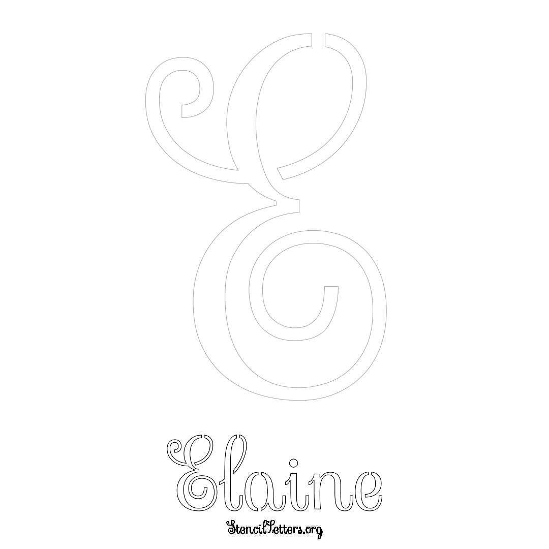 Elaine printable name initial stencil in Ornamental Cursive Lettering