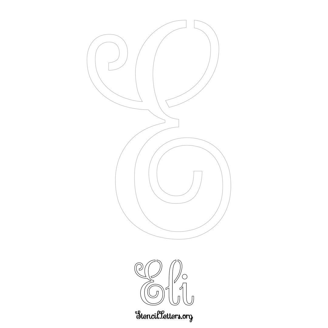 Eli printable name initial stencil in Ornamental Cursive Lettering