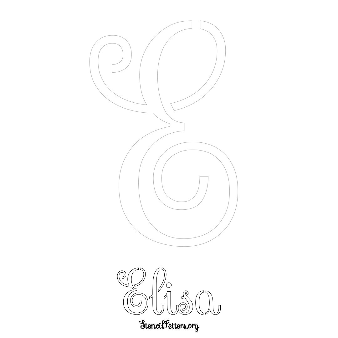 Elisa printable name initial stencil in Ornamental Cursive Lettering