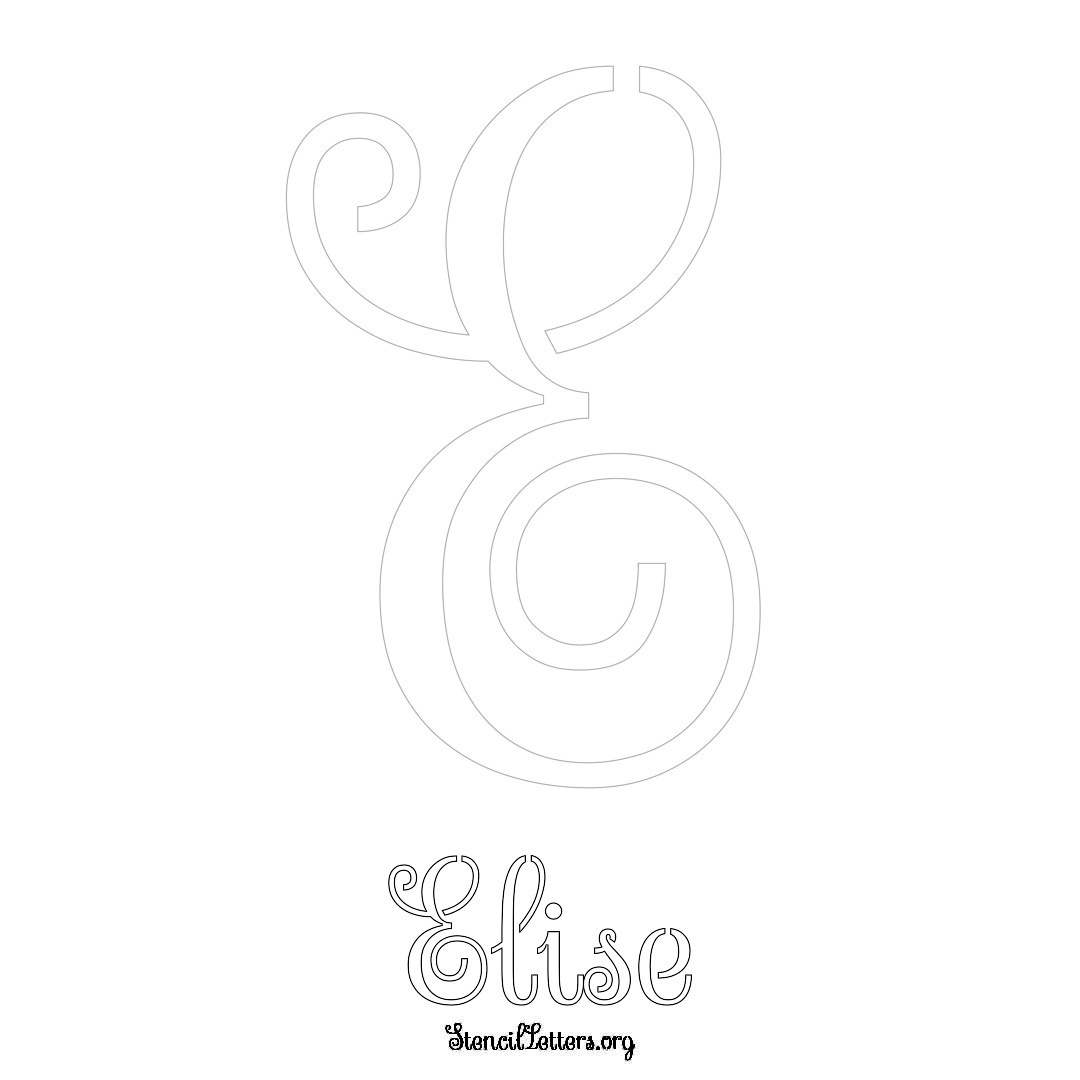 Elise printable name initial stencil in Ornamental Cursive Lettering