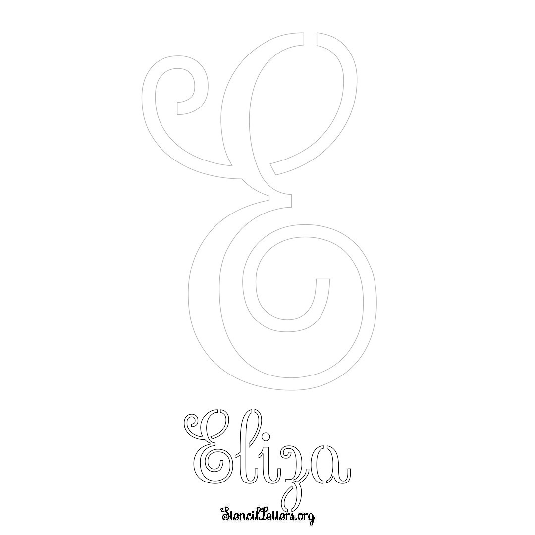 Eliza printable name initial stencil in Ornamental Cursive Lettering