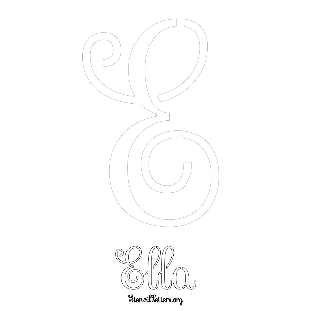 Ella printable name initial stencil in Ornamental Cursive Lettering