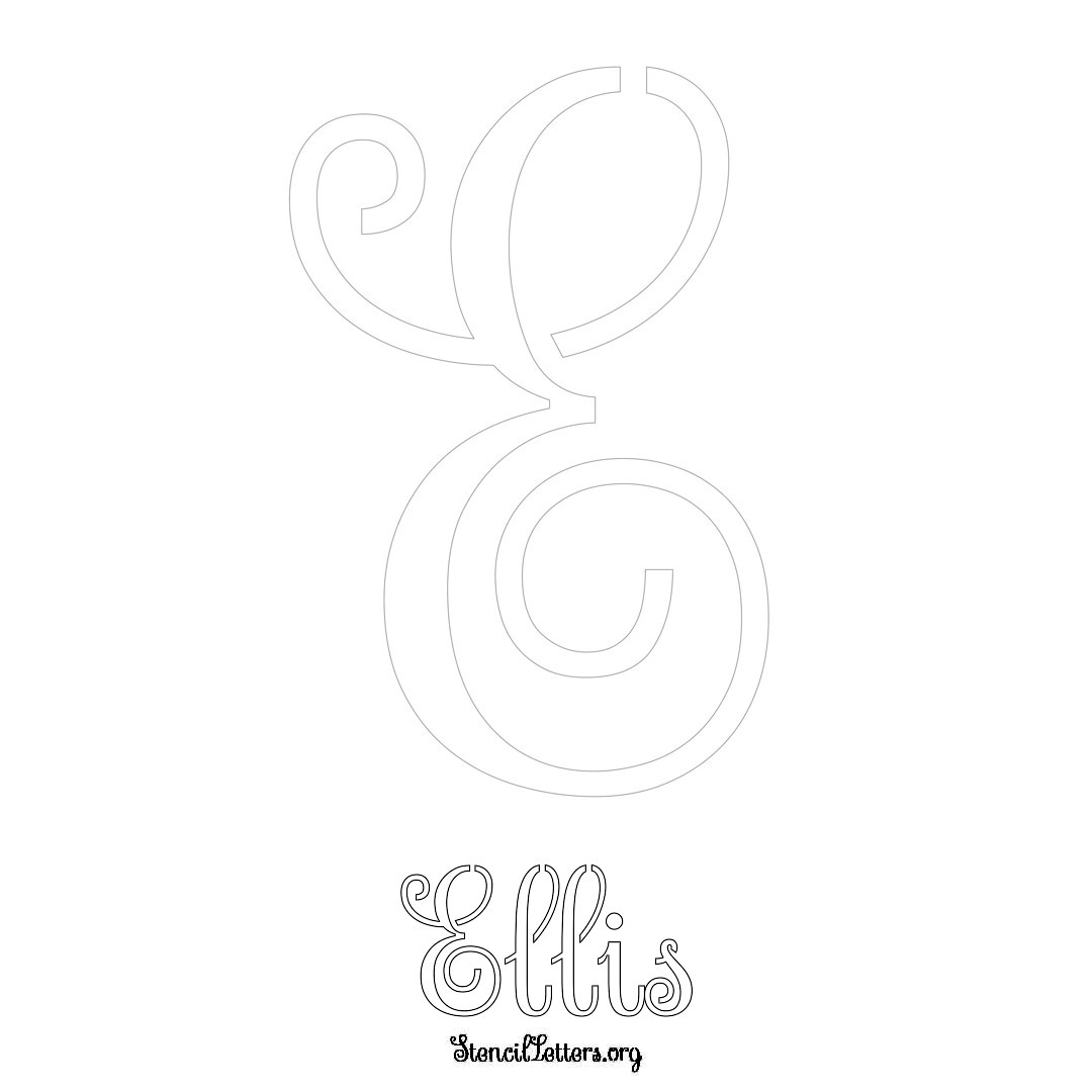 Ellis printable name initial stencil in Ornamental Cursive Lettering