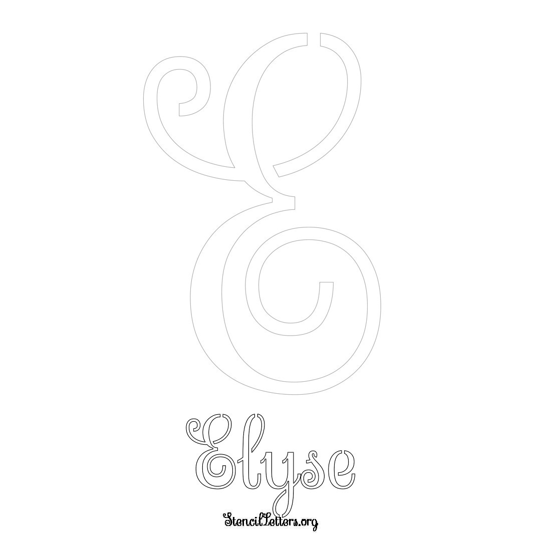 Elyse printable name initial stencil in Ornamental Cursive Lettering