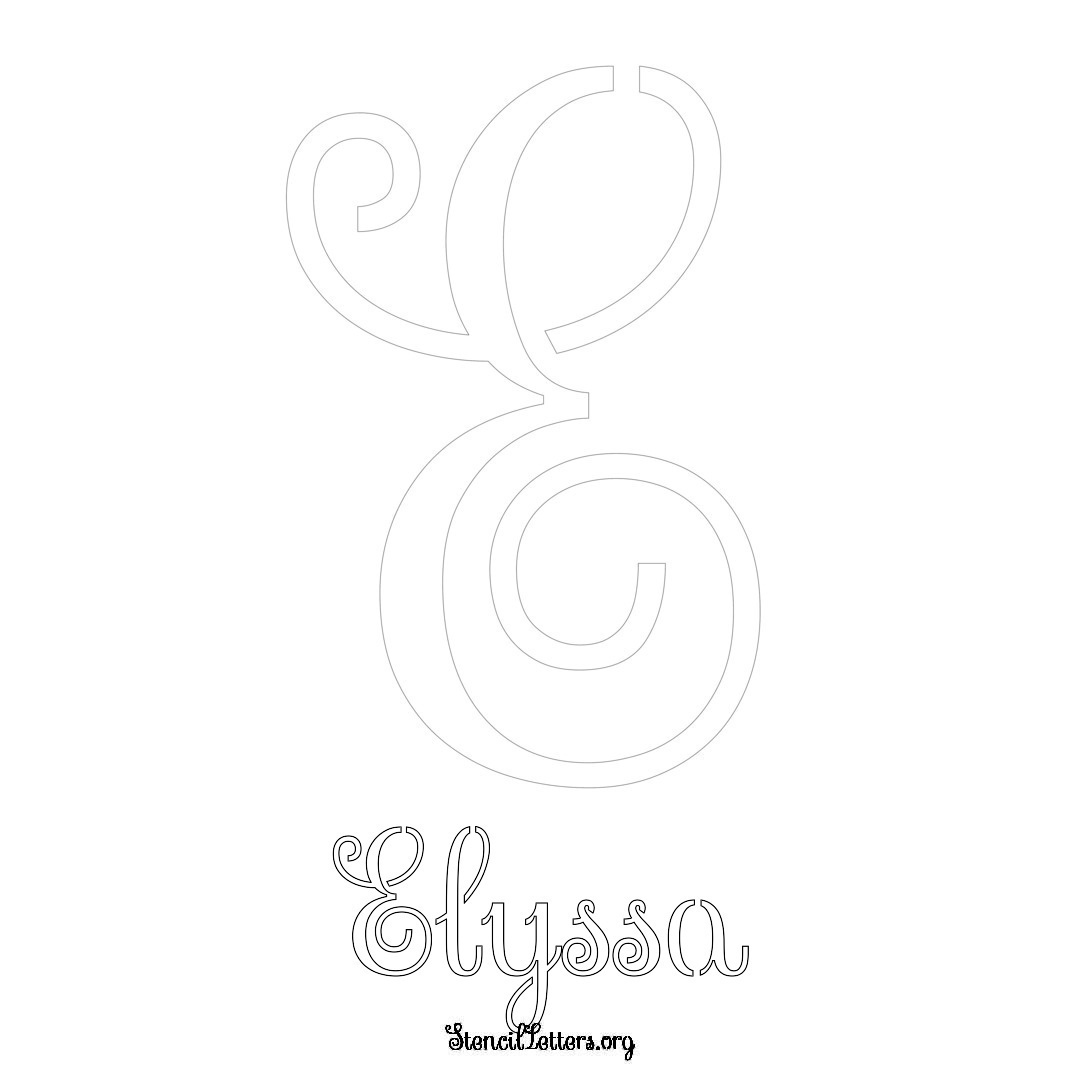 Elyssa printable name initial stencil in Ornamental Cursive Lettering