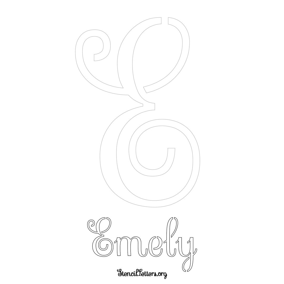 Emely printable name initial stencil in Ornamental Cursive Lettering