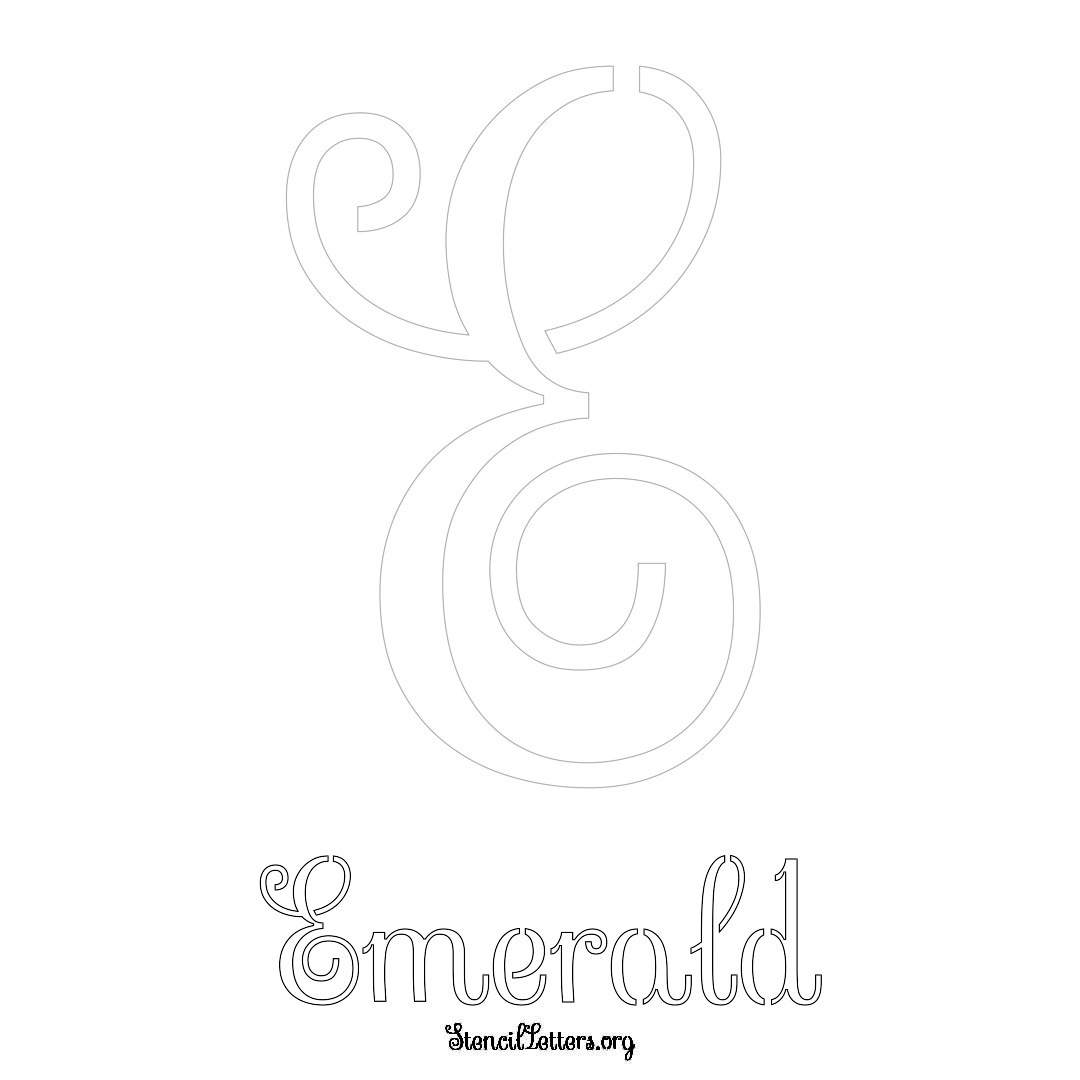 Emerald printable name initial stencil in Ornamental Cursive Lettering