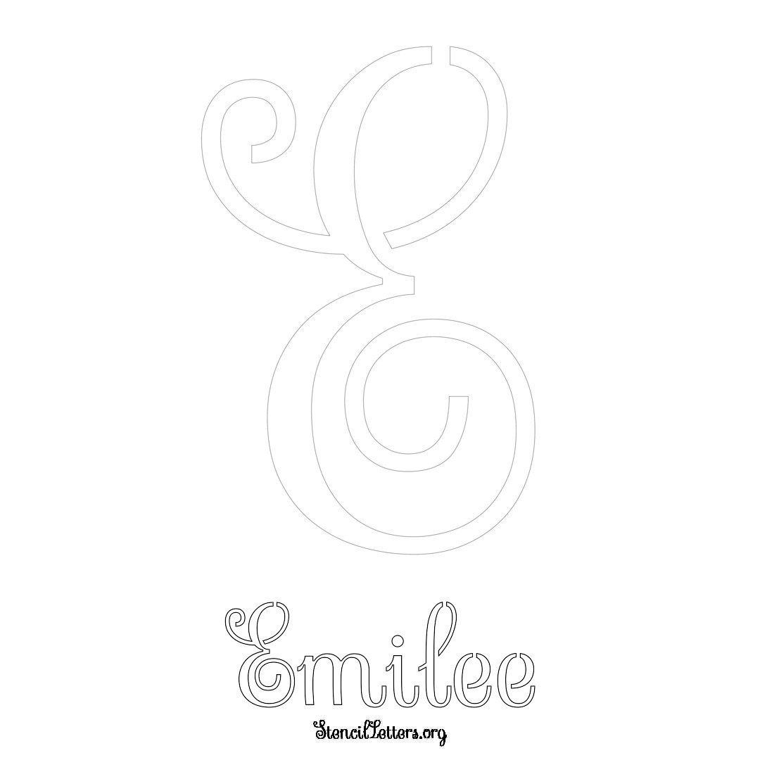 Emilee printable name initial stencil in Ornamental Cursive Lettering