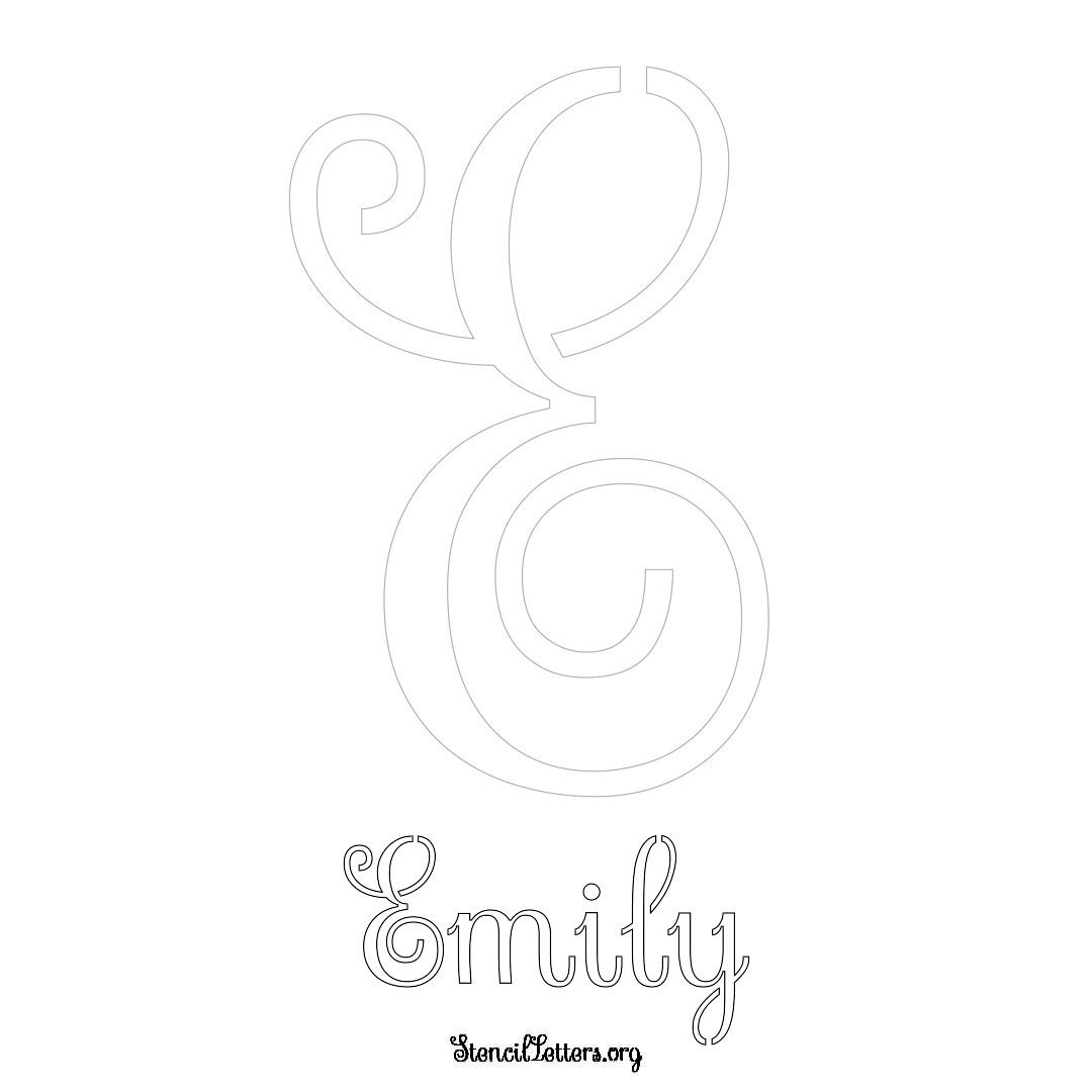 Emily printable name initial stencil in Ornamental Cursive Lettering