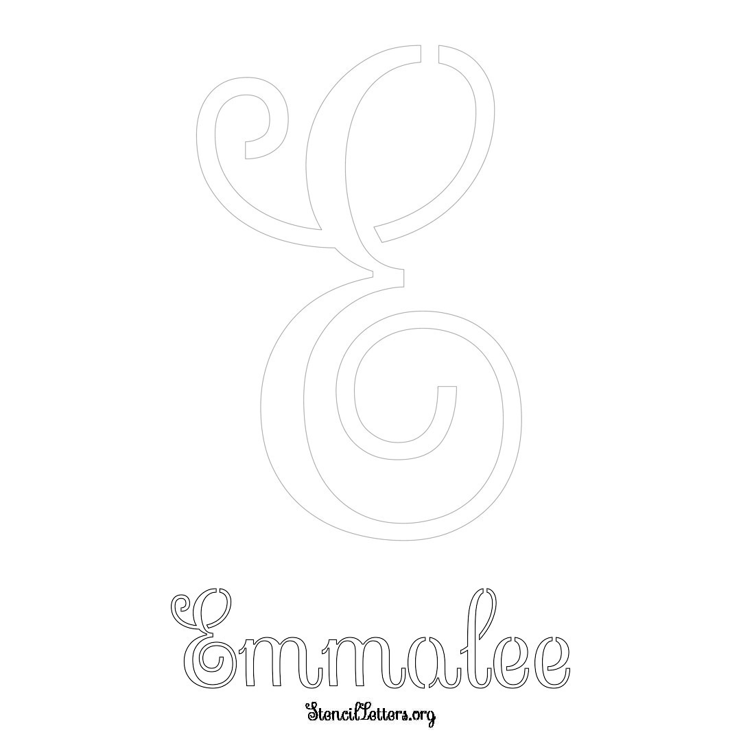 Emmalee printable name initial stencil in Ornamental Cursive Lettering