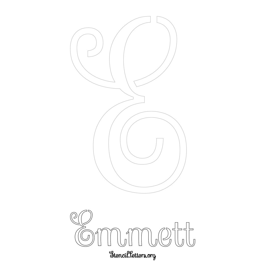 Emmett printable name initial stencil in Ornamental Cursive Lettering