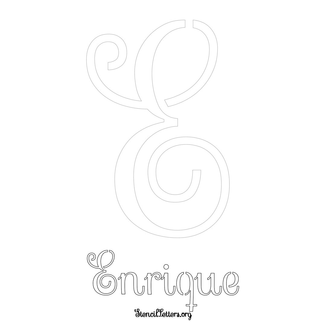 Enrique printable name initial stencil in Ornamental Cursive Lettering