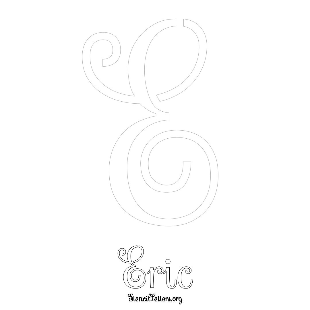 Eric printable name initial stencil in Ornamental Cursive Lettering