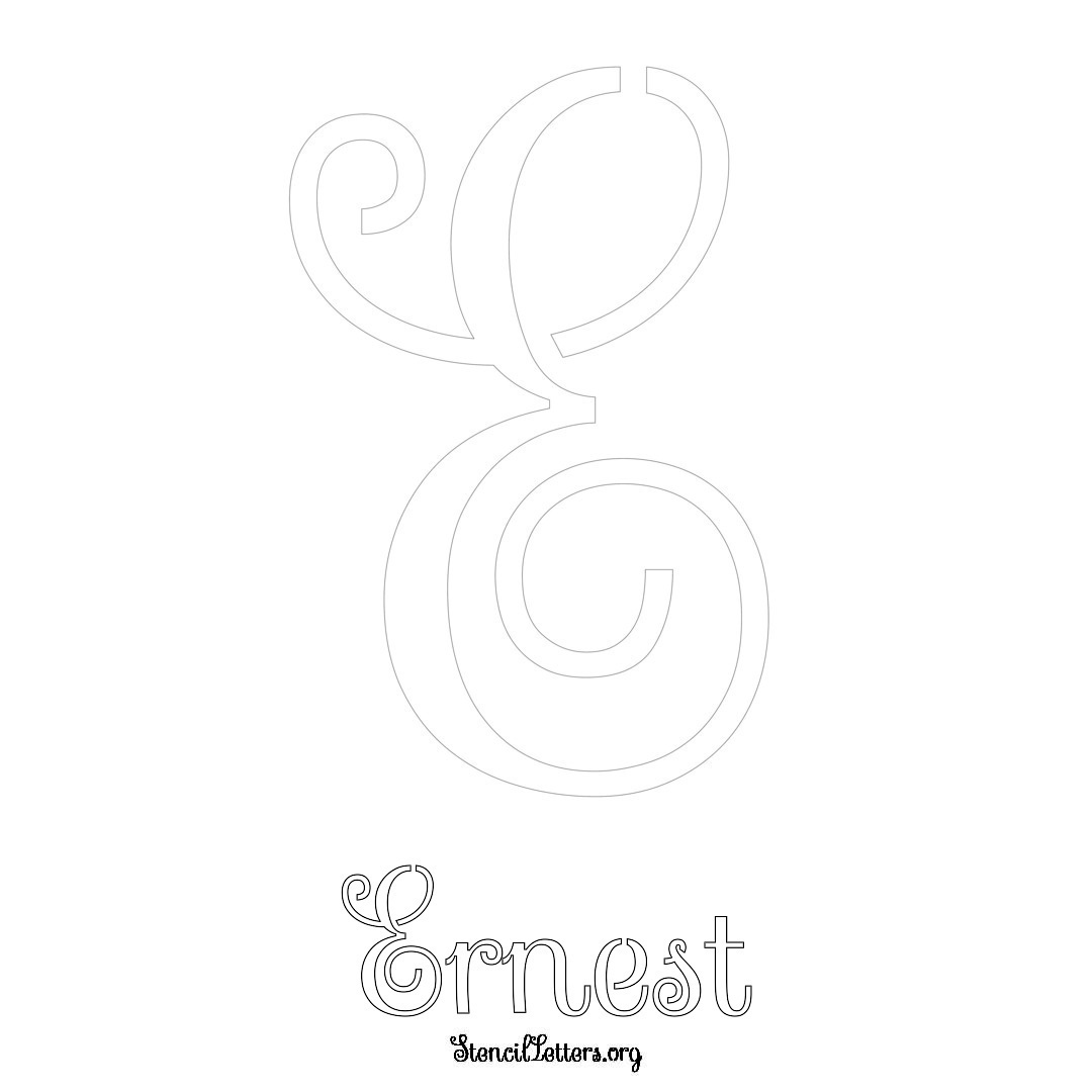 Ernest printable name initial stencil in Ornamental Cursive Lettering