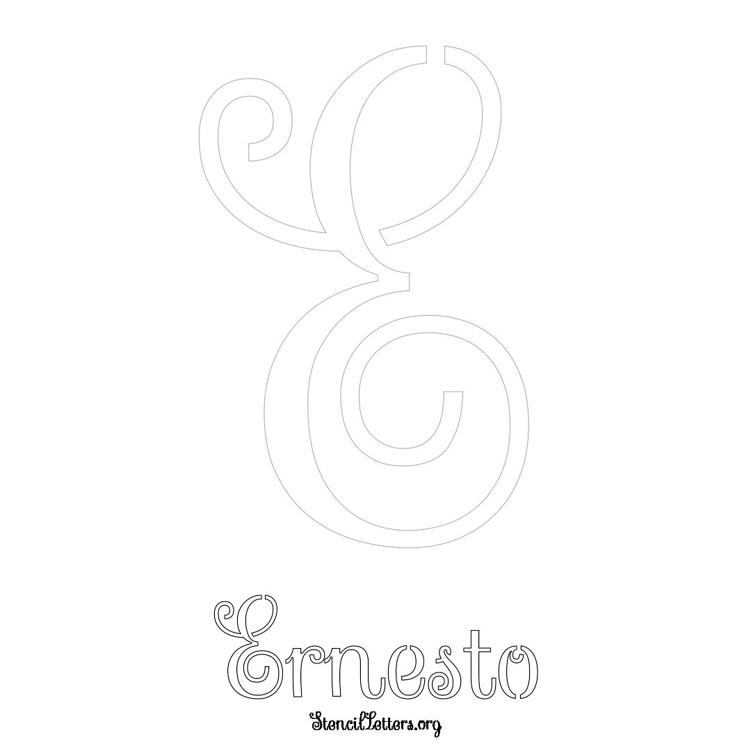 Ernesto printable name initial stencil in Ornamental Cursive Lettering