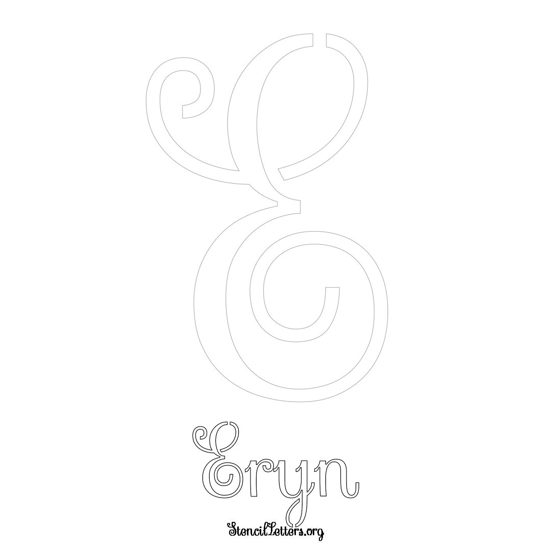 Eryn printable name initial stencil in Ornamental Cursive Lettering