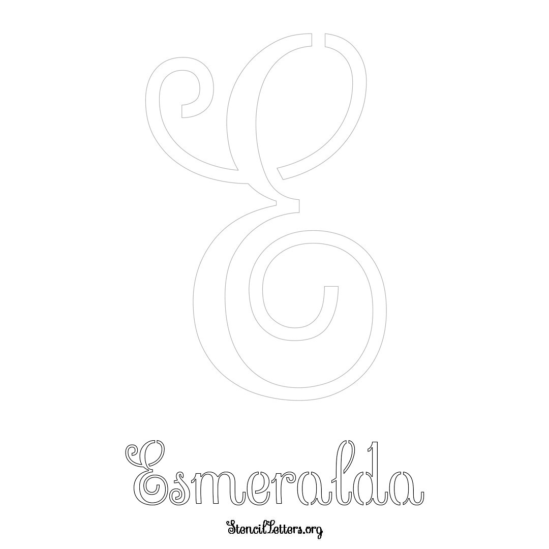 Esmeralda printable name initial stencil in Ornamental Cursive Lettering