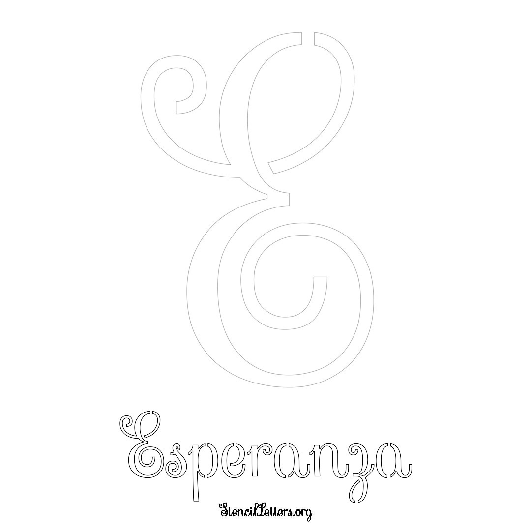 Esperanza printable name initial stencil in Ornamental Cursive Lettering